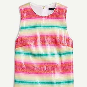 J. Crew Sleeveless Top in Watermelon-Stripe Sequins Size Medium Pink Green